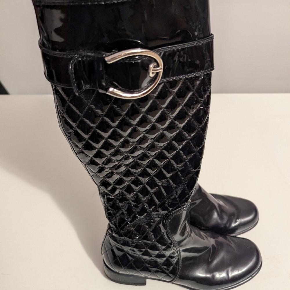Stuart Weitzman Quilted Riding Boots with Buckle